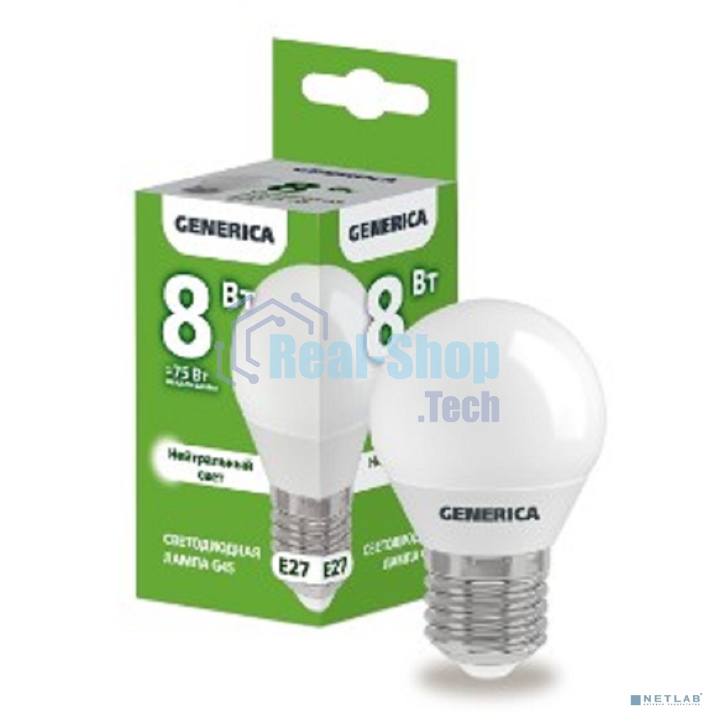 Лампа cветодиодная LED G45 IEK LL-G45-08-230-40-E27-G шар 8Вт 230В 4000К E27 GENERICA