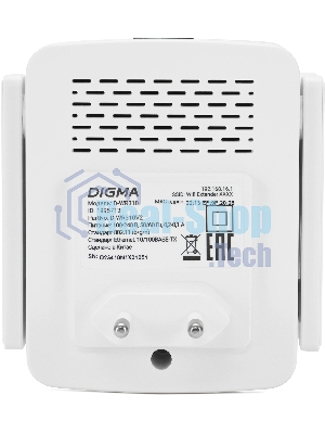 Повторитель беспроводного сигнала Digma D-WR310 (D-WR310V2) N300 Wi-Fi белый