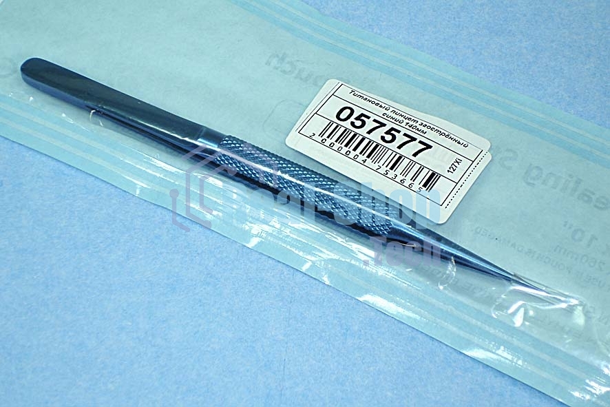 Титановый пинцет TS-11 заострённый синий 140мм