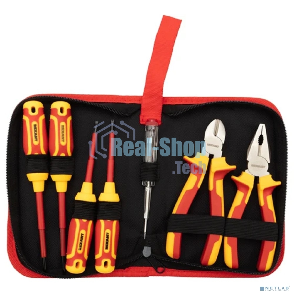 Набор диэлектрического инструмента Rexant RI-01, 7 предметов, до 1000 В, тканевый пенал