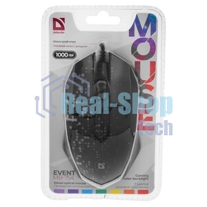 Мышь проводная Defender Event MB-754 черный, 1000 dpi, USB, кнопки - 3
