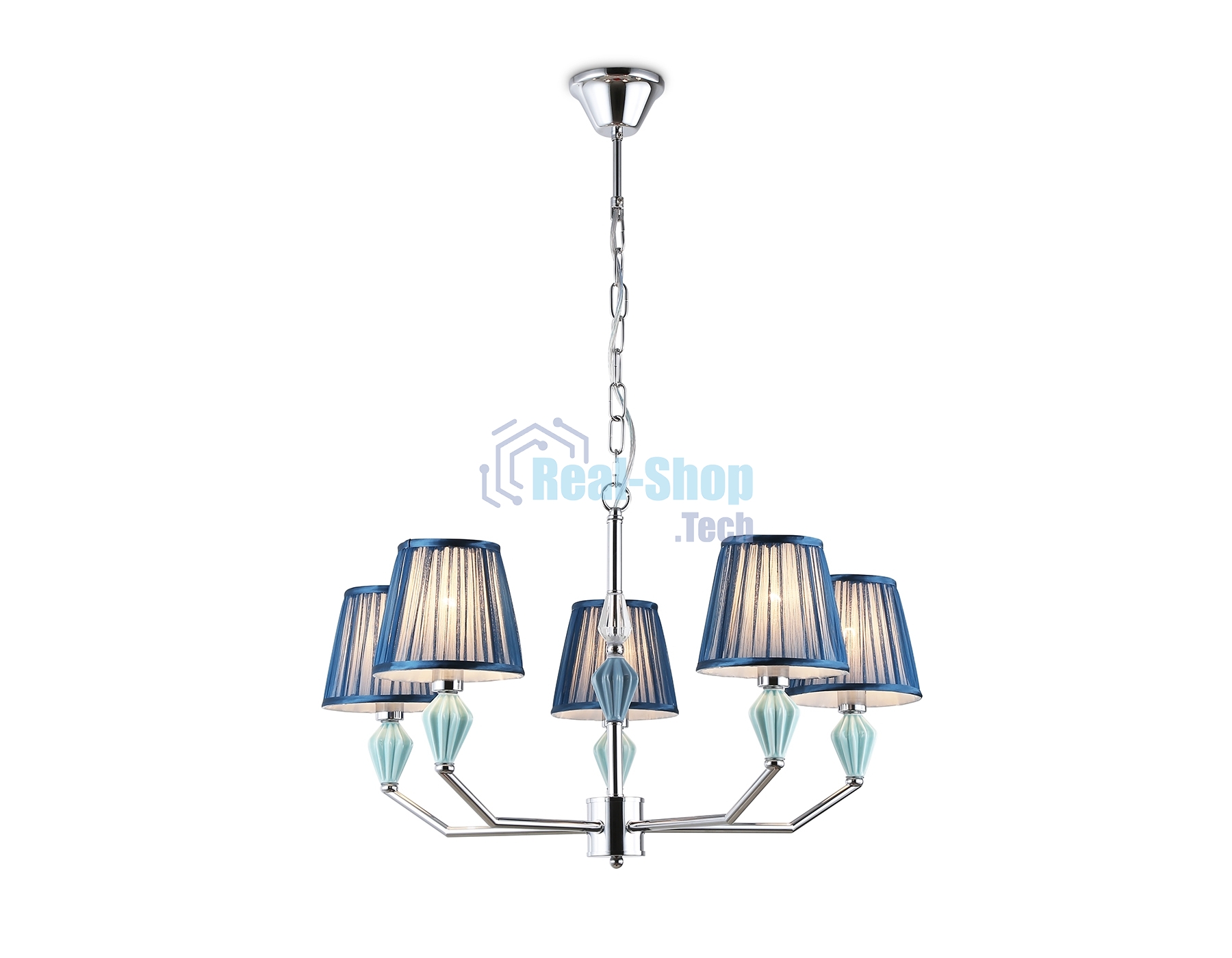 Люстра Ambrella light LH75061/5 CH/DB хром/темно синий E14/5 max 40W D690*810
