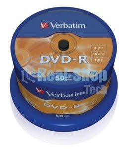 Диск DVD-R Verbatim 4.7Gb 16x Cake Box (50шт) (43548)
