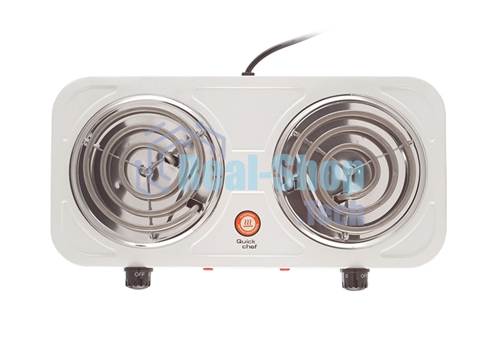 Плита настольная электрическая Centek CT-1509 (белая) 2конфорки ТЭН 140мм, 2000Вт, индикатор работы, усиленный корпус