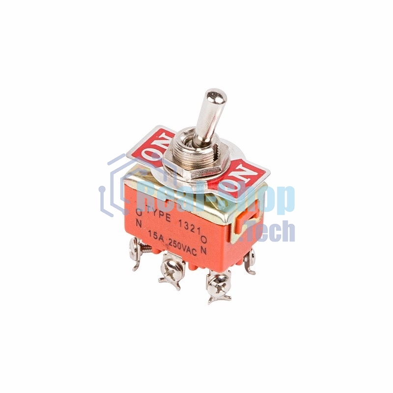 Тумблер Rexant 250V 15А (6c) ON-ON двухполюсный (KN-202) (в упак. 1шт.)