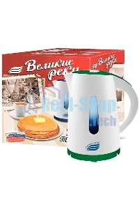 Чайник электрический Великие Реки Томь-1 белый/зеленый