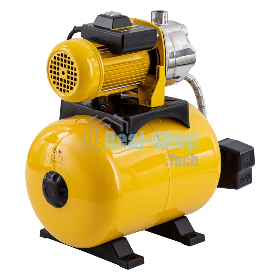 Насосная станция Denzel PS1000X, 1000 Вт, 3500 л/ч, ресивер 24 л, подъем 44 м, нержавейка