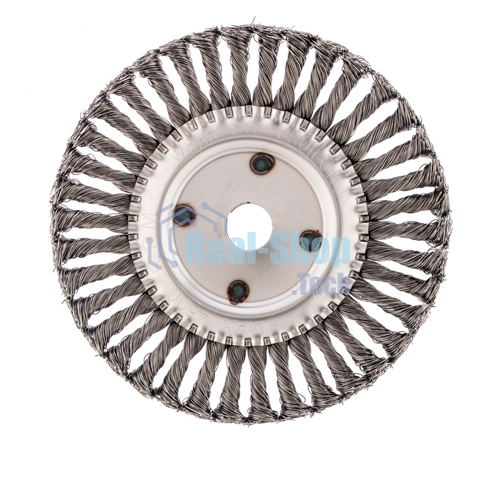 Щетка для УШМ Сибртех, 200 мм, посадка 22,2 мм, Плоская, крученая проволока 0,5 мм