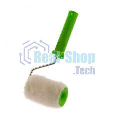 Валик Сибртех с натуральным мехом, с ручкой, 100 мм, ворс 12 мм, D 48 мм, D ручки 6 мм