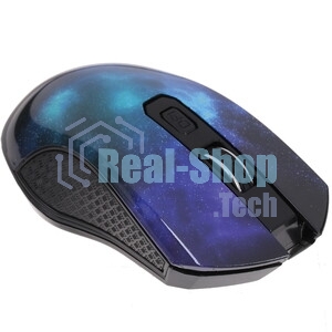 Мышь беспроводная Qumo Office M27 Universe синий, 1600 dpi, радиоканал, USB, кнопки - 4