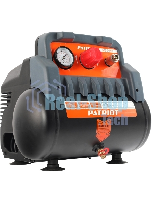 Компрессор поршневой Patriot WO 6-180 безмасляный 180л/мин 6л 1100Вт черный/оранжевый