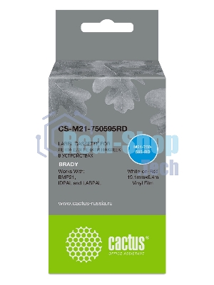 Картридж ленточный Cactus CS-M21-750595RD белый шрифт, красный фон (19.1 мм, 6.4 м) для Brady BMP21-PLUS, BMP21-LAB