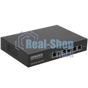 Коммутатор Osnovo SW-20600/D удлинитель FE на 6 портов с питанием по PoE, 4 *10/100 Base-T PoE, 1 *10/100 Base-T Uplink с поддержкой питания по PoE (до 90W), 1 *10/100 Base-T Uplink, PoE на порт - до 30W, суммарно до до 87W