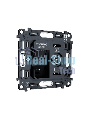 Механизм розетки компьютерной + TV оконечной RJ-45 (8P8C) CAT6/50-870 MHz 1dB с автоматической защитной шторкой QUANT VM195