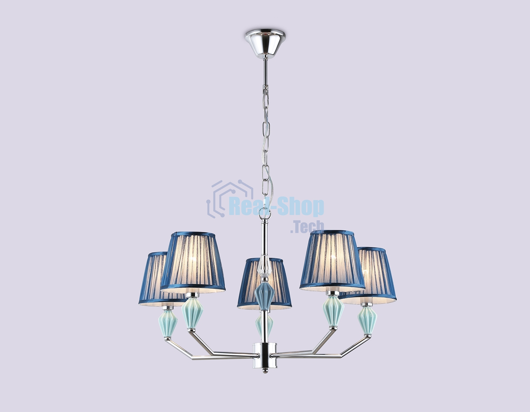 Люстра Ambrella light LH75061/5 CH/DB хром/темно синий E14/5 max 40W D690*810