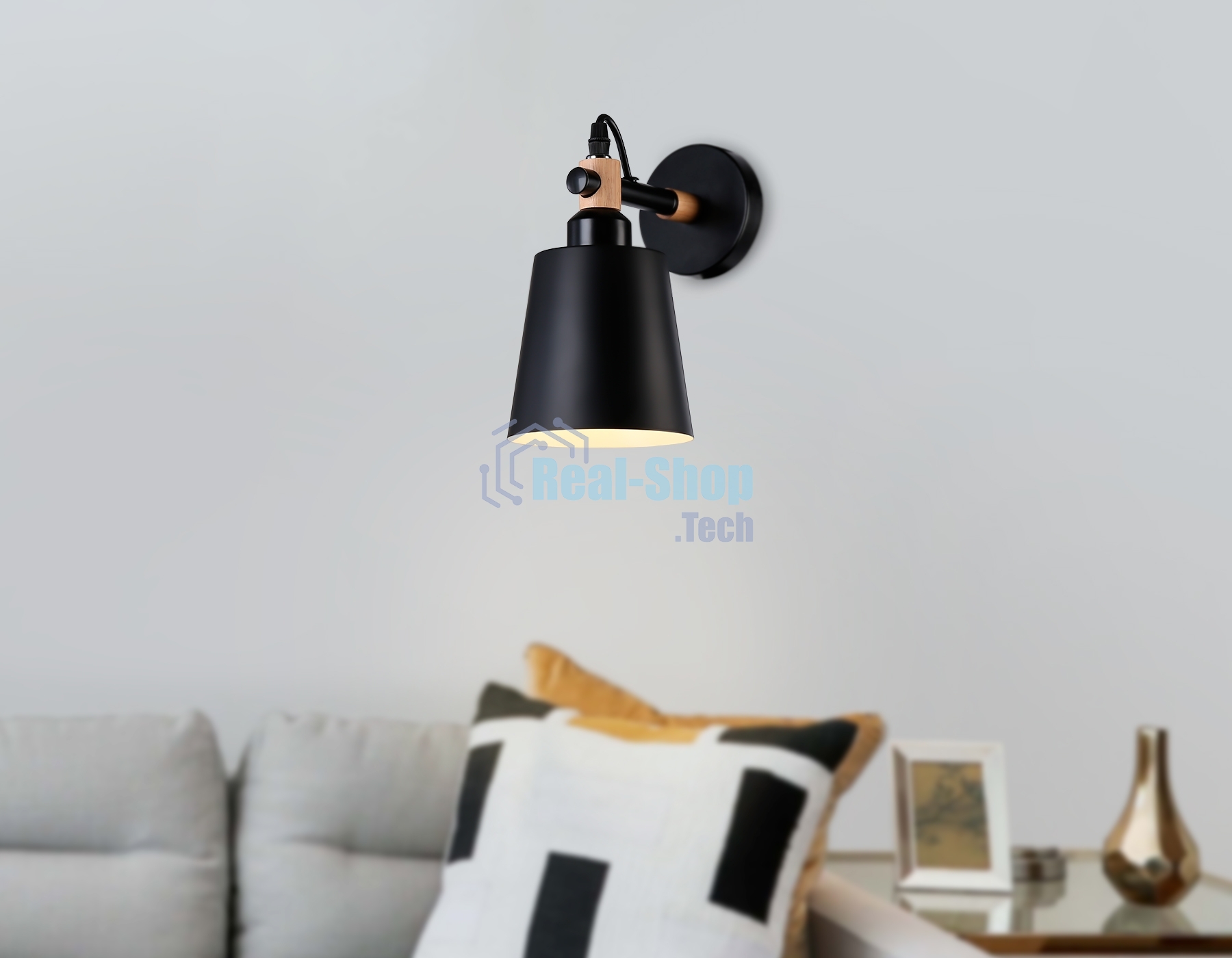 Светильник Ambrella light TR82213 BK/LW черный/светлое дерево E27 max 40W 230*130*190
