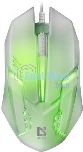 Мышь проводная Defender Cyber MB-560L белый, 1200 dpi, USB, кнопки - 3