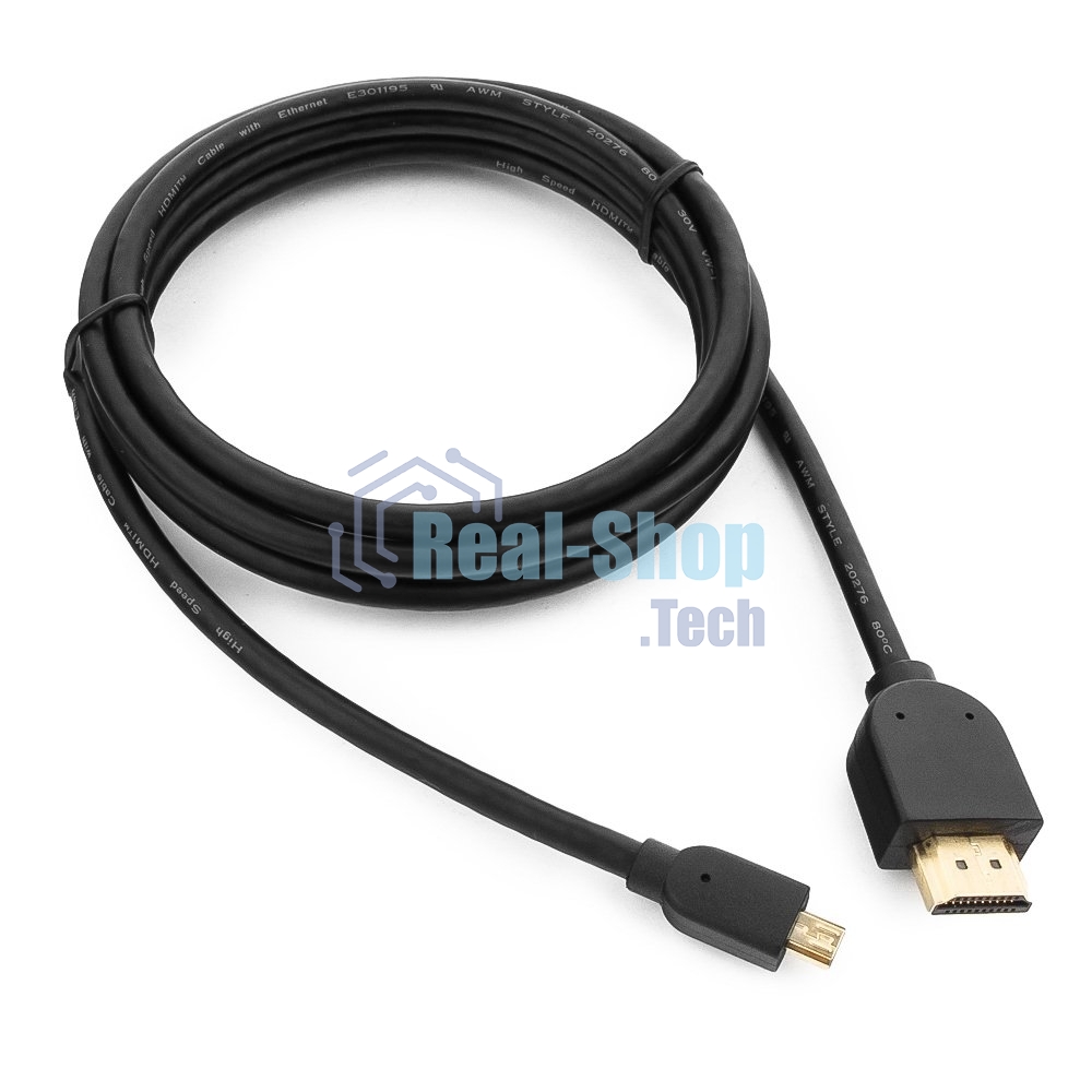 Кабель Cablexpert HDMI-micro HDMI CC-HDMID-6, 19M/19M, v2.0, медь, позол.разъемы, экран, 1.8м, черный, пакет