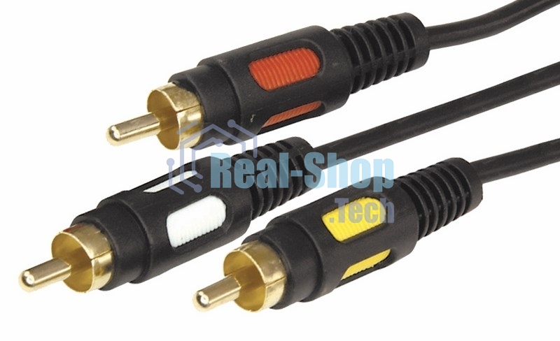 Шнур Rexant 17-0214 3 RCA - 3 RCA, длина 3 метра, черный (GOLD)