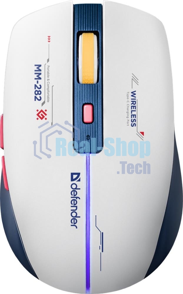 Мышь беспроводная Defender Dila MM-282 белый/синий, 1800 dpi, радиоканал, USB, кнопки - 6