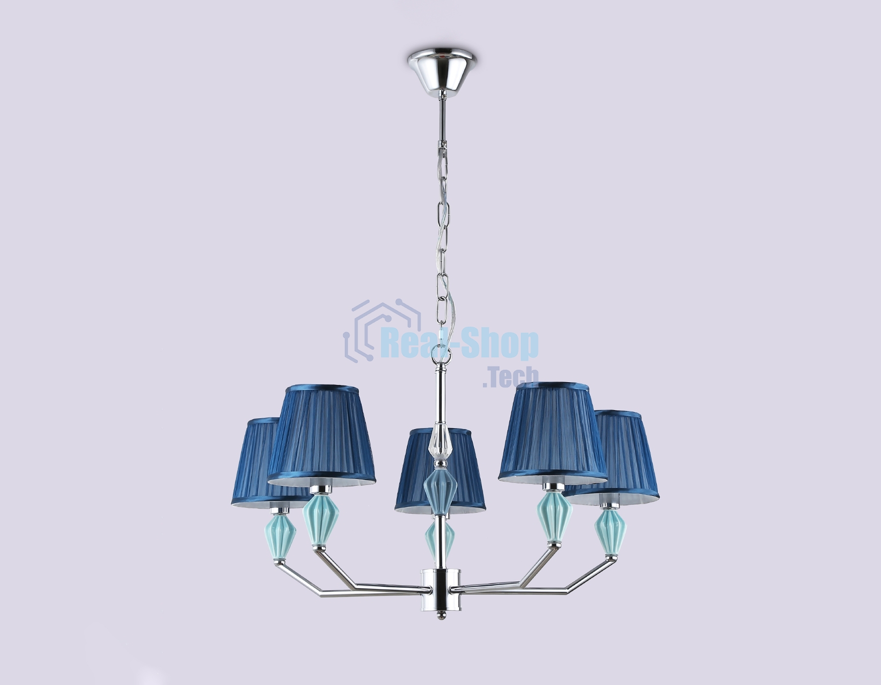 Люстра Ambrella light LH75061/5 CH/DB хром/темно синий E14/5 max 40W D690*810