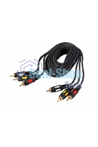 Шнур Rexant 17-0214 3 RCA - 3 RCA, длина 3 метра, черный (GOLD)