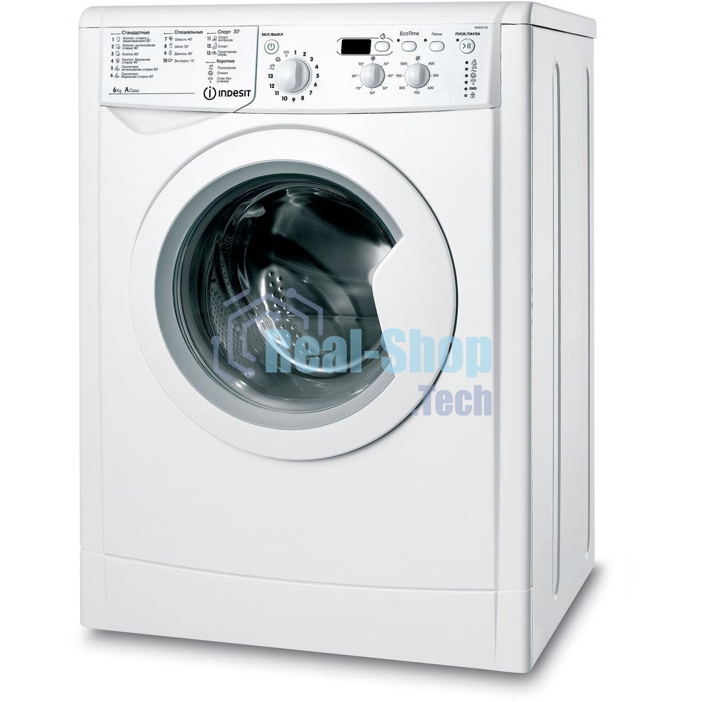 Стиральная машина Indesit IWSD 6105 B (CIS).L белая, загрузка фронтальная 6кг, 1000 об/мин., класс: A