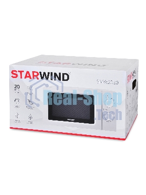 Микроволновая печь Starwind SMW3020 белый, 20 л, 700 Вт, переключатели - поворотный механизм