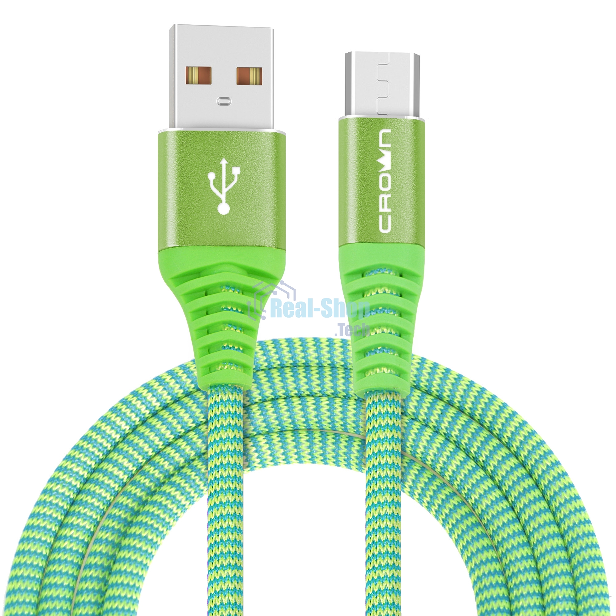 Кабель Crown USB - microUSB CMCU-3102M green