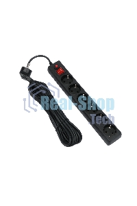 Сетевой фильтр Гарнизон 6 р, 10А, 7 м, ур.защиты 4, черный, пакет