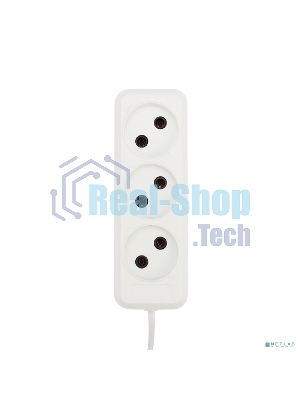 Удлинитель Rexant 3 гнезда, 1.5 м, 2х0.75 мм², б/з, белый (Сделано в России)