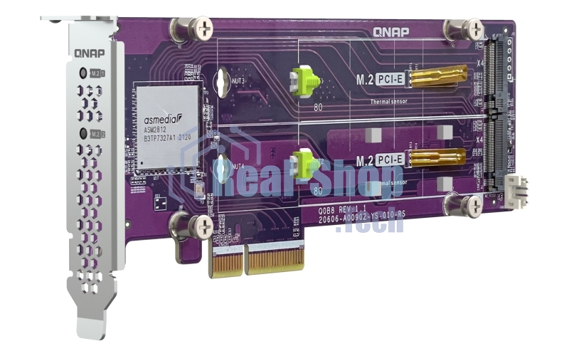 Плата расширения QNAP QM2-2P-344A 2 x M.2 22110 or 2280 PCIe (Gen3 x4) NVMe SSD slots, Low-profile flat and Full-height brackets included.
