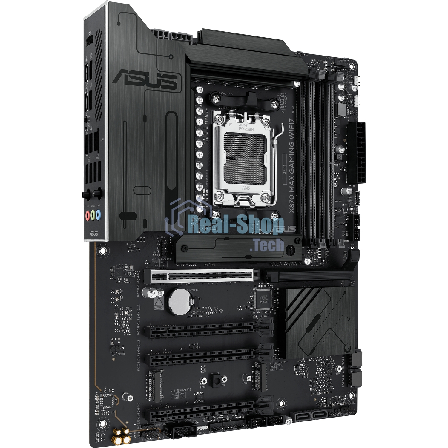 Материнская плата ASUS X870 MAX GAMING WIFI7, AM5, AMD X870, 4xDDR5, 4xSATA, 3xM.2, 1xPCIe 5.0 x16, 2xPCIe 4.0 x16, 1xPCIe x1, 1xHDMI, 2xUSB-C 40Gbps (USB4), 1xUSB-A 10Gbps, 3xUSB-A 5Gbps, 4xUSB-A 2.0, 1x2.5Gb LAN, Wi-Fi 7, Bluetooth 5.4, 3x3.5 мм, 7.1, ATX
