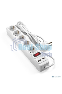 Сетевой фильтр-удлинитель с USB зарядкой ExeGate SP-5-USB-1.8W (5 евророзеток с заземлением, 2 USB-A 2A, 1.8 м, защита от перегрузки, выключатель с подсветкой, белый)