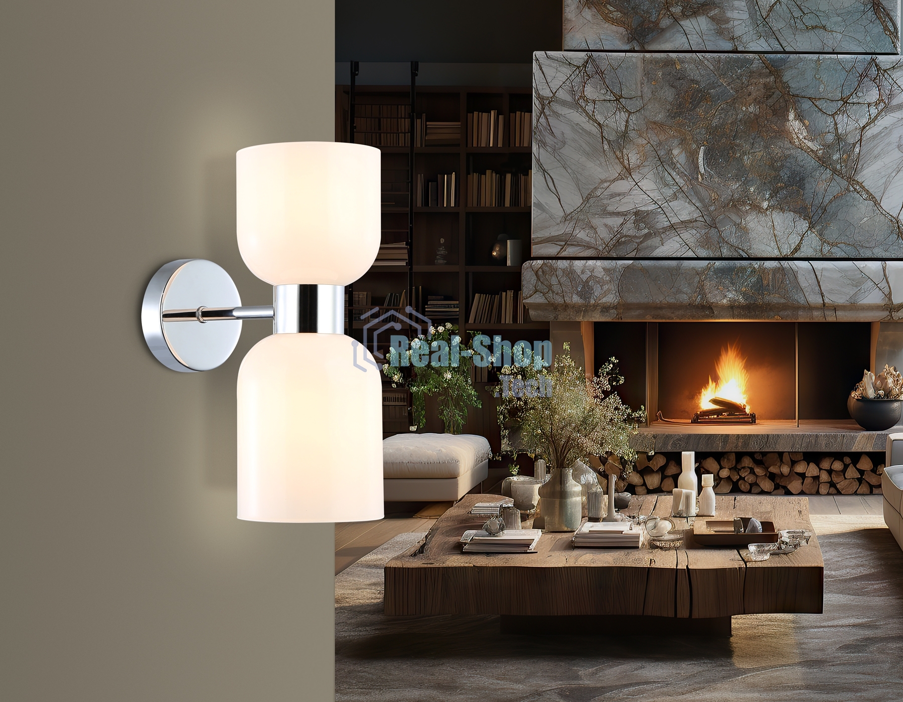 Настенный светильник Ambrella light LH56087/2 СH/FR хром/белый матовый E14*2 max 40W 215*120*300