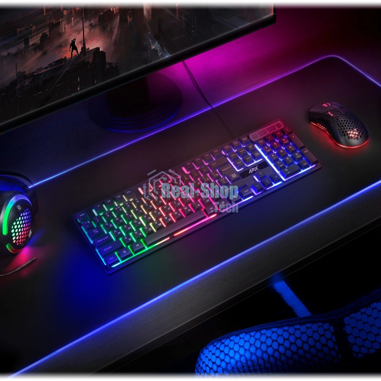 Клавиатура проводная Defender Arx GK-196L RU, USB, черный