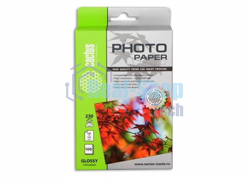Фотобумага Cactus CS-GA6230100 A6/230г/м2/100л. глянцеваядля струйной печати