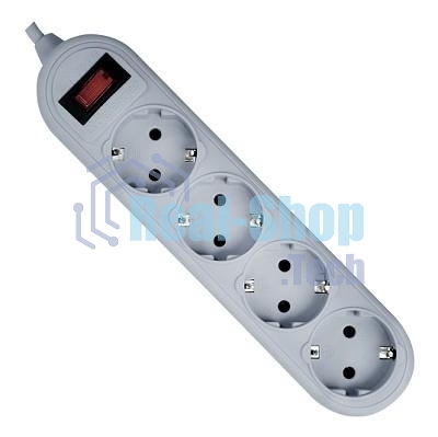 Сетевой фильтр Defender ES Lite, 1.8 м, 4 розетки, серый