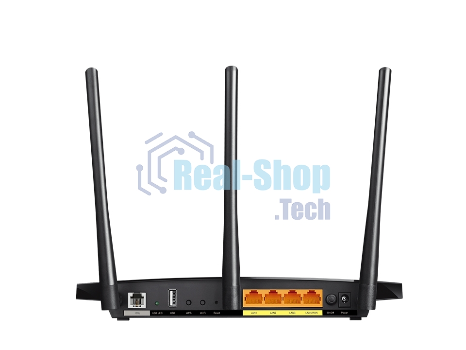 Беспроводный двухдиапазонный TP-Link маршрутизатор с VDSL/ADSL модемом SOHO Archer VR400, 867 Мбит/с + 300 Мбит/с, VDSL2/ADSL2+, Annex A, 4 порта 100 Мбит/с, 1 порт WAN 1000 Мбит/с, 1 порт USB 2.0