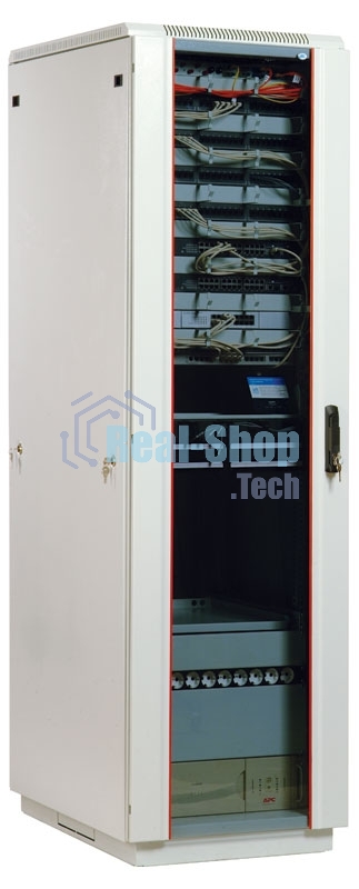 Шкаф коммутационный ЦМО ШТК-М-18.6.8-1ААА 18U 600x820 мм пер. дв. стекл задн. дв. стал. лист 2 бок. пан. направл. под закл. гайки 270 кг серый