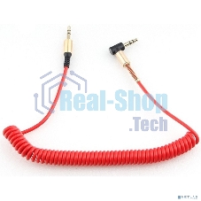 Кабель Cablexpert аудио 90˚ спиральный CCAB-02-35MMLC-1.8MR. 3.5 Jack (M)/3.5 Jack (M), красный, 1.8м, блистер