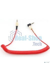Кабель Cablexpert аудио 90˚ спиральный CCAB-02-35MMLC-1.8MR. 3.5 Jack (M)/3.5 Jack (M), красный, 1.8м, блистер