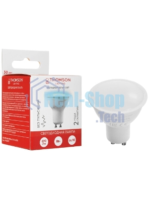 Лампа cветодиодная LED Thomson TH-B2327 GU10, полусфера, 8Вт, 6500К, белый холодный, 1 шт.