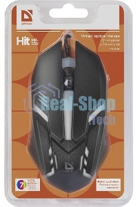 Мышь проводная Defender Hit MB-550 черный, 1600 dpi, USB, кнопки - 4