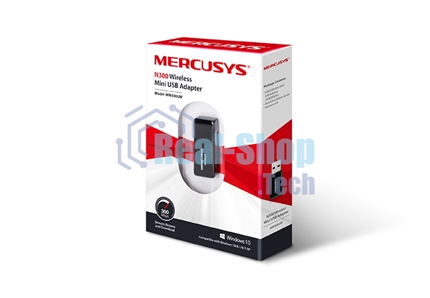 Сетевой адаптер USB2.0 адаптер Mercusys MW300UM, 300 Мбит/с, компактный