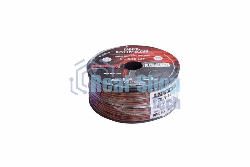 Кабель акустический Rexant 2х0,35 м м красно-черный (бухта 100 м)