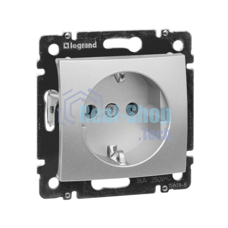 Розетка электрическая Legrand 770120 Valena с заземлением (алюминий)