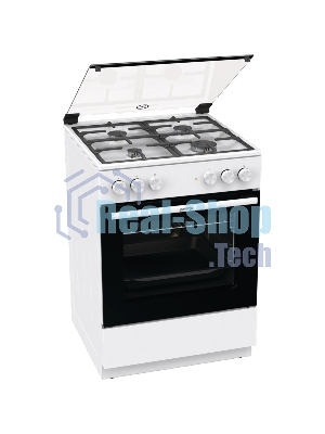 Плита комбинированная Gorenje GK6A20WF белый, конфорок 4 газовых, духовка 65 л, 60 см x 85 см x 60 см