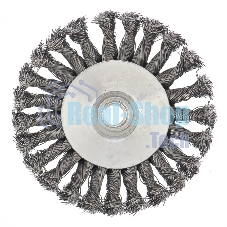 Щетка для УШМ Сибртех 125 мм, М14, Тарелка, крученая проволока 0,5 мм