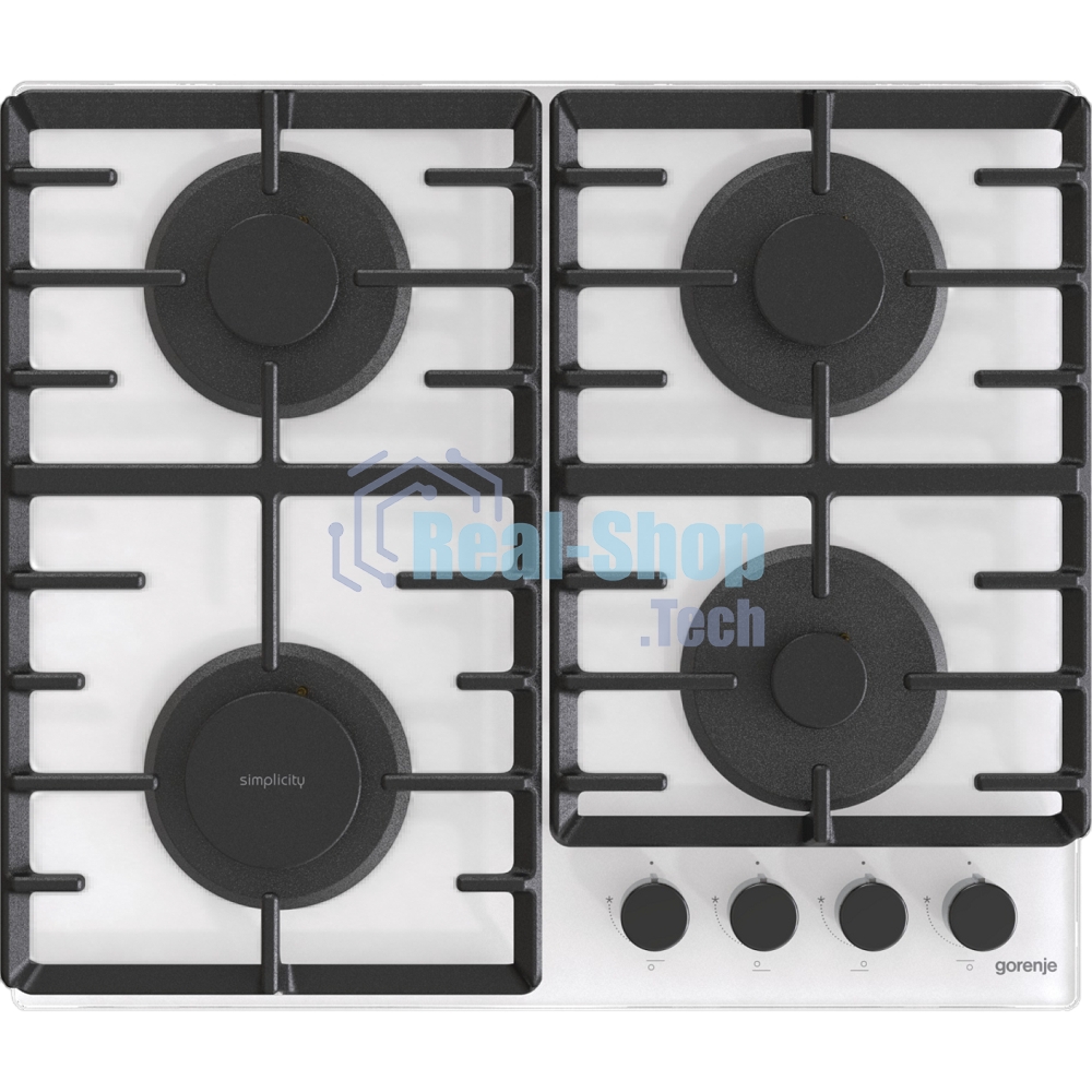 Газовая варочная панель Gorenje GT642SYW, 4 конфорки, закаленное стекло, белый
